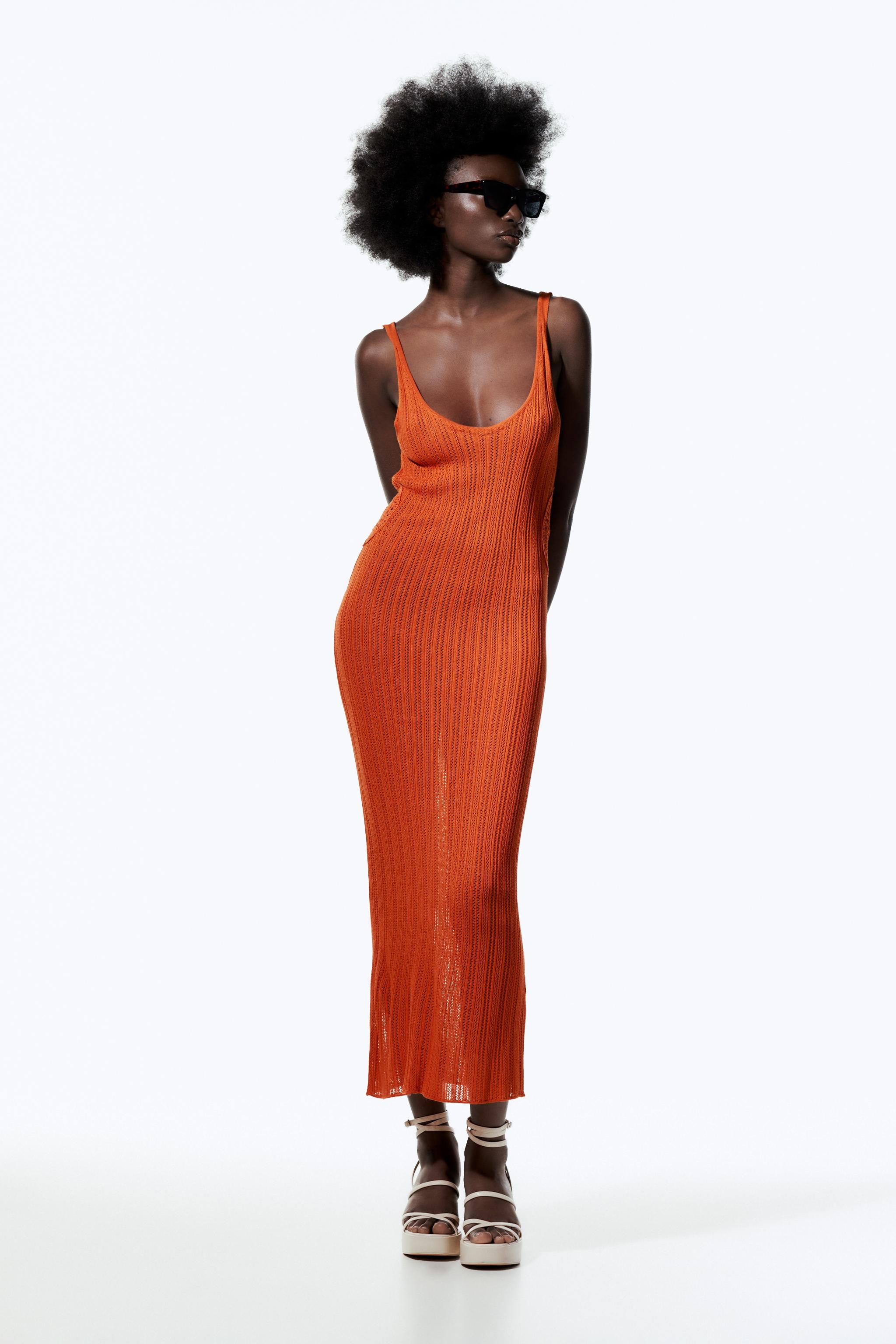 Orange crochet dress best sale